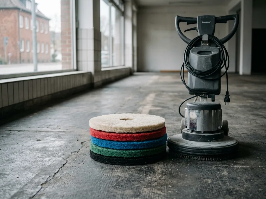 Reinigungsmaschine mit Pad auf einem Hartboden